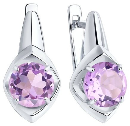 Серьги Diamant 94-320-00783-2 вес 2.86 г серебро, аметист купить,22572