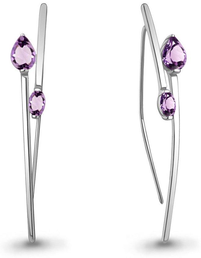 Серьги AQUAMARINE 4773204 вес 3.22 г серебро, аметист купить,41553