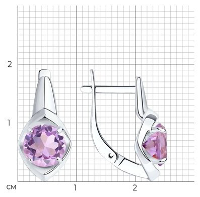 Серьги Diamant 94-320-00783-2 вес 2.86 г серебро, аметист купить,22572