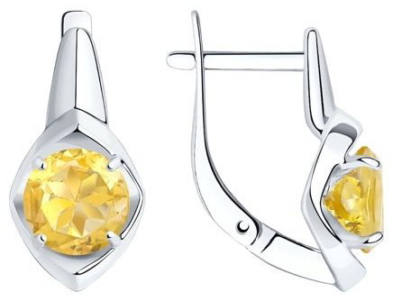Серьги Diamant 94-320-00783-3 вес 2.87 г серебро, цитрин купить,NaN