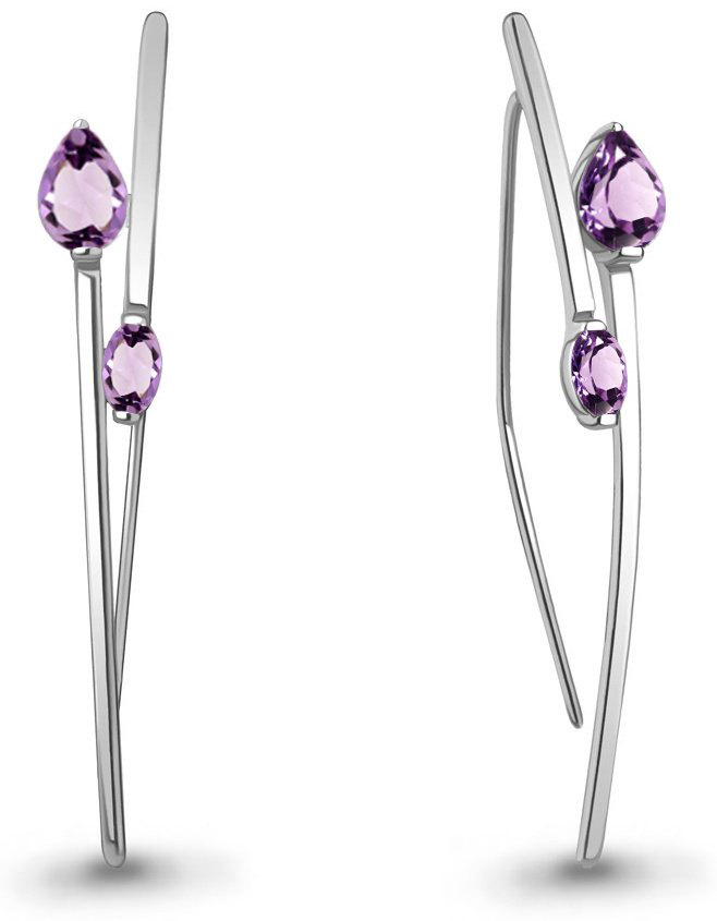 Серьги AQUAMARINE 4773204.5 вес 3.22 г серебро, аметист купить,41553