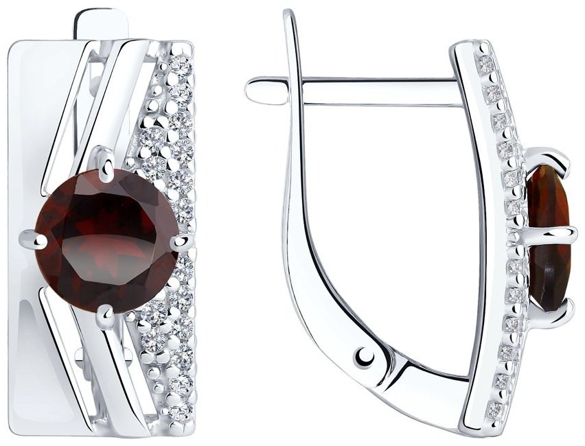 Серьги Diamant 94-320-00788-2 вес 3.22 г серебро, гранат купить,24332