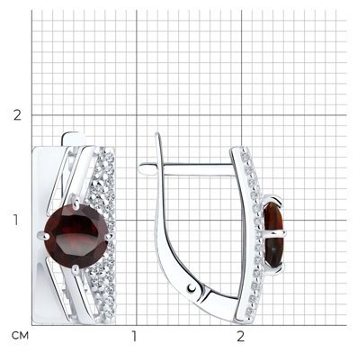 Серьги Diamant 94-320-00788-2 вес 3.22 г серебро, гранат купить,24332