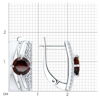 Серьги Diamant 94-320-00788-2 вес 3.22 г серебро, гранат купить,24332