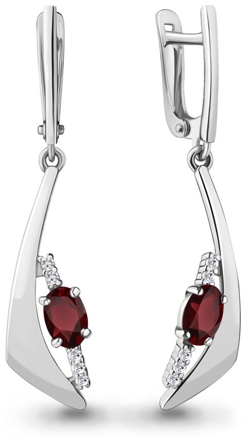 Серьги AQUAMARINE 4781203А вес 3.1 г серебро, гранат купить,46991