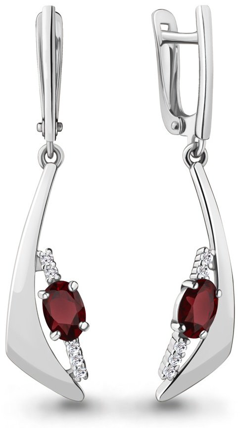 Серьги AQUAMARINE 4781203А вес 3.1 г серебро, гранат купить,46991