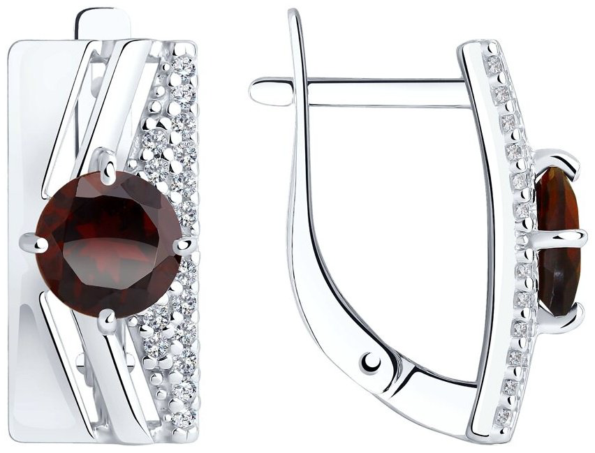 Серьги Diamant 94-320-00788-2 вес 3.28 серебро, гранат купить,27702