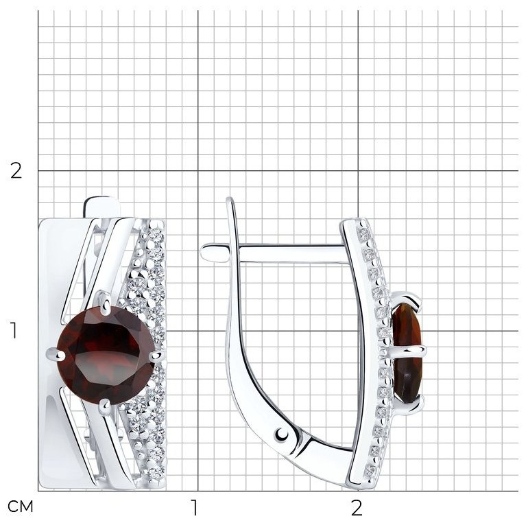 Серьги Diamant 94-320-00788-2 вес 3.28 серебро, гранат купить,27702