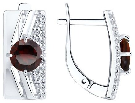 Серьги Diamant 94-320-00788-2 вес 3.34 г серебро, гранат купить,22762