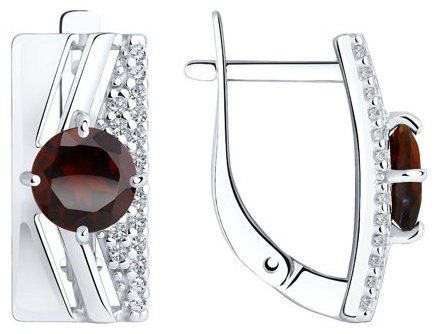 Серьги Diamant 94-320-00788-2 вес 3.34 г серебро, гранат купить,22762