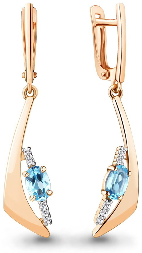 Серьги AQUAMARINE 4781205А вес 3.1 г серебро, топаз купить,57456