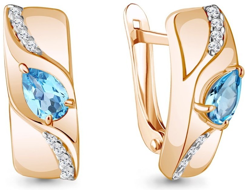 Серьги AQUAMARINE 4781305А вес 2.93 г серебро, топаз купить,60534