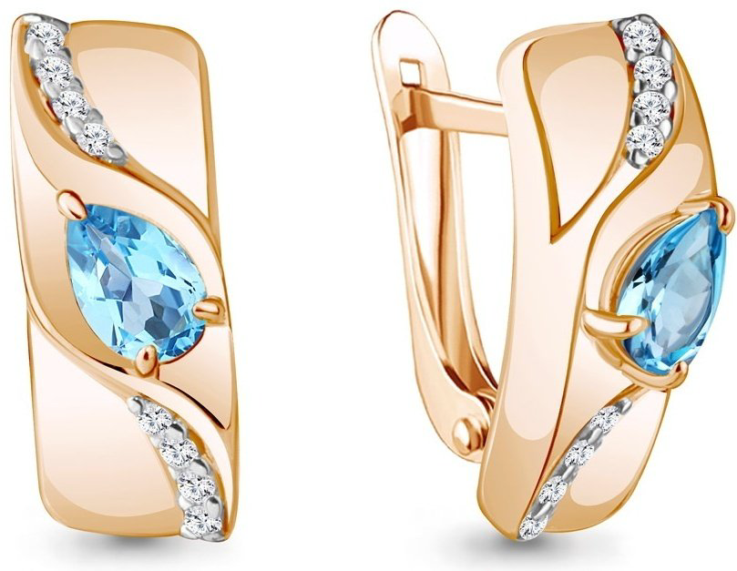 Серьги AQUAMARINE 4781305А вес 2.93 г серебро, топаз купить,60534