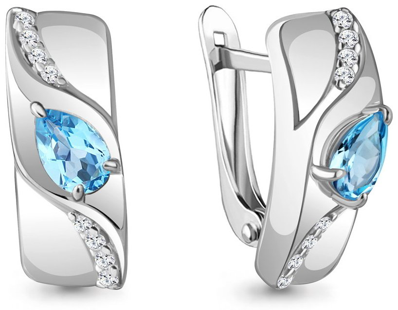 Серьги AQUAMARINE 4781305А вес 3.26 г серебро, топаз купить,59303