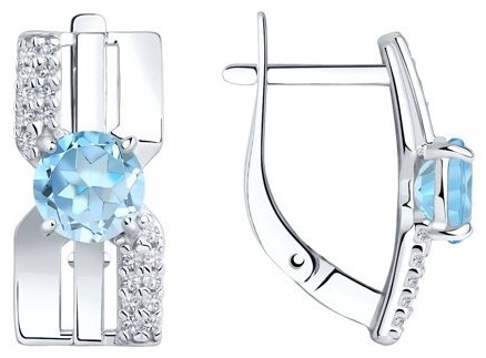 Серьги Diamant 94-320-00794-1 вес 3.42 г серебро, топаз купить,26676