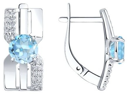 Серьги Diamant 94-320-00794-1 вес 3.42 г серебро, топаз купить,26676