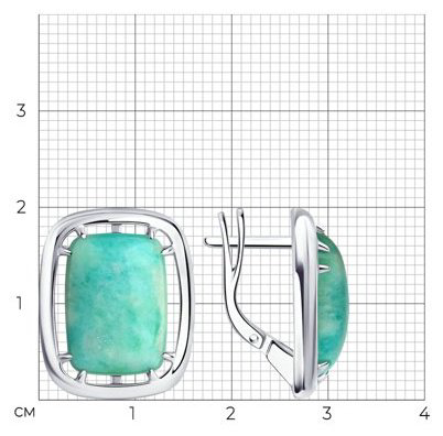 Серьги Diamant 94-320-00897-1 вес 6.91 г серебро, амазонит купить,32084