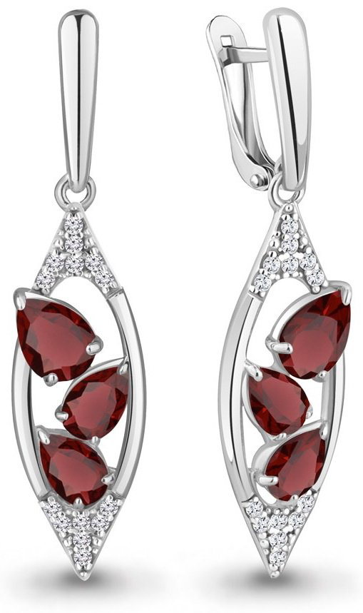 Серьги AQUAMARINE 4782903А вес 4.42 г серебро, гранат купить,51942