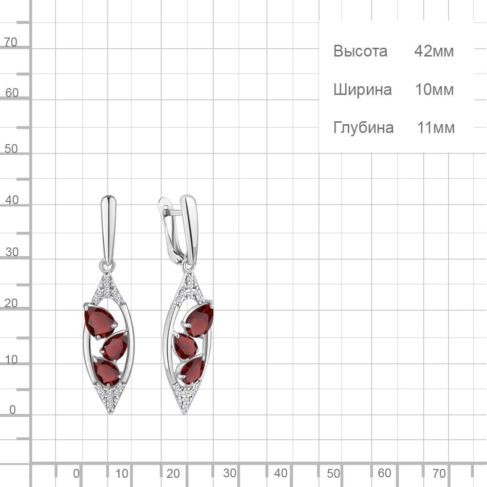 Серьги AQUAMARINE 4782903А вес 4.42 г серебро, гранат купить,51942