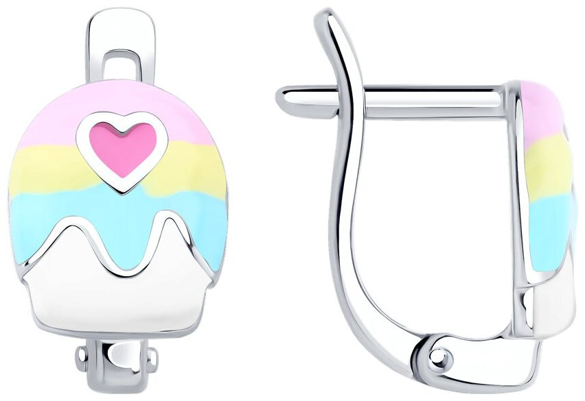 Серьги Diamant 94-120-02193-1 вес 2.1 г серебро, эмаль купить,11729