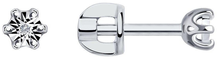 Серьги SOKOLOV 87020051 вес 1.18 г серебро, бриллиант купить,12470