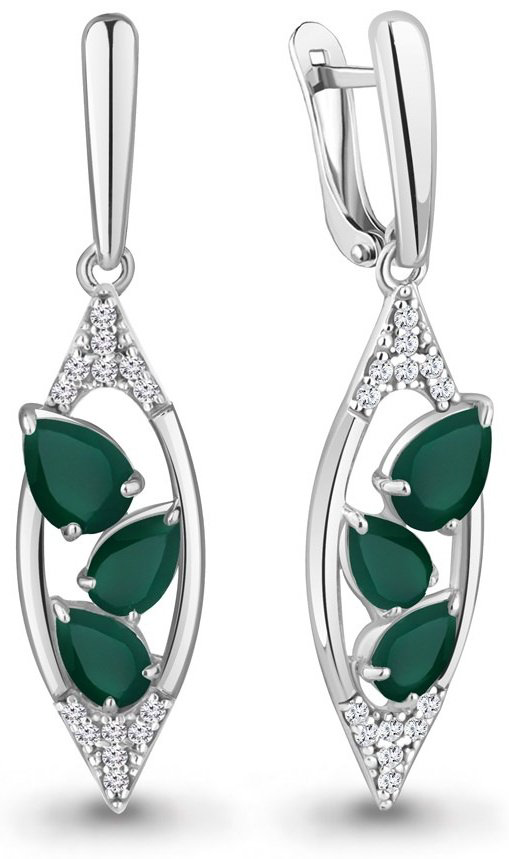 Серьги AQUAMARINE 4782909А вес 4.2 г серебро, агат купить,72846