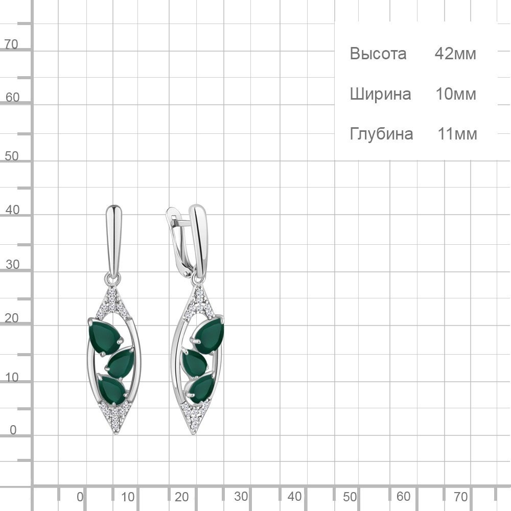 Серьги AQUAMARINE 4782909А вес 4.2 г серебро, агат купить,72846