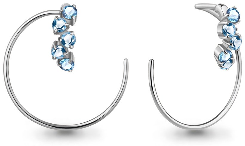 Серьги AQUAMARINE 4783605.5 вес 2.92 г серебро, топаз купить,43631