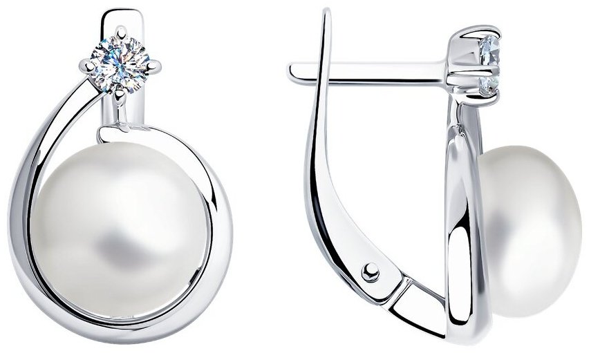 Серьги Diamant 94-320-01111-1 вес 4.07 г серебро, жемчуг купить,NaN