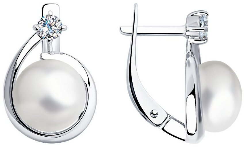 Серьги Diamant 94-320-01111-1 вес 4.07 г серебро, жемчуг купить,NaN