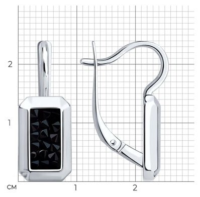 Серьги Diamant 94-120-02351-1_s вес 4.44 г серебро, кристалл купить,25460