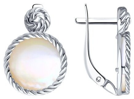 Серьги Diamant 94-320-01627-1 вес 5.1 г серебро, перламутр купить,24240