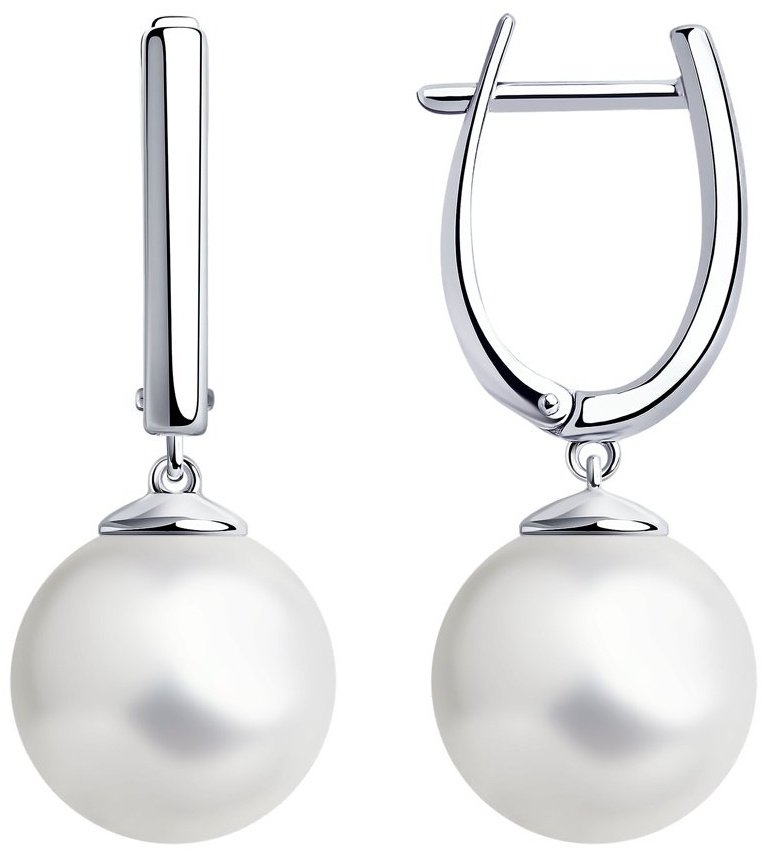 Серьги Diamant 94-121-01193-1 вес 7.6 г серебро, жемчуг купить,31293