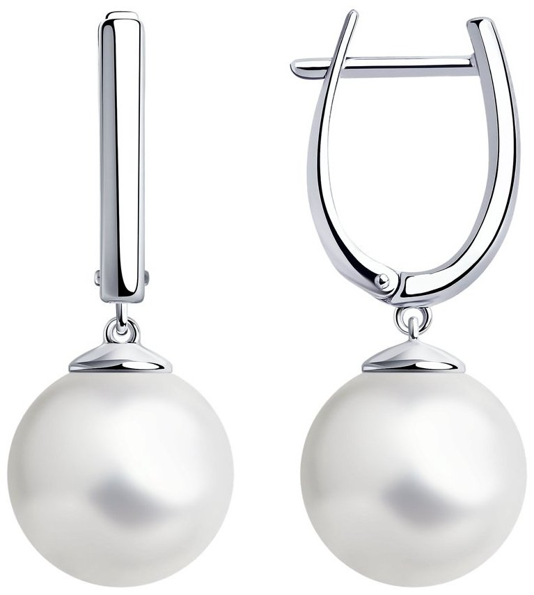 Серьги Diamant 94-121-01193-1 вес 7.6 г серебро, жемчуг купить,31293