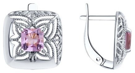 Серьги Diamant 94-320-01894-1 вес 2.91 г серебро, аметист купить,17418