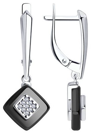 Серьги Diamant 94-121-01270-1 вес 4.35 г серебро, керамика купить,14559