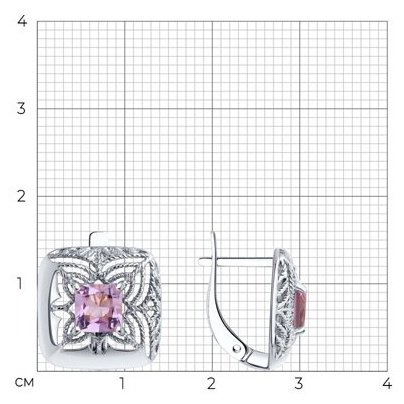 Серьги Diamant 94-320-01894-1 вес 2.91 г серебро, аметист купить,17418