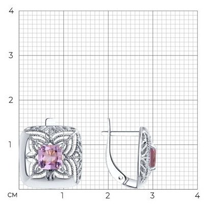 Серьги Diamant 94-320-01894-1 вес 2.91 г серебро, аметист купить,17418