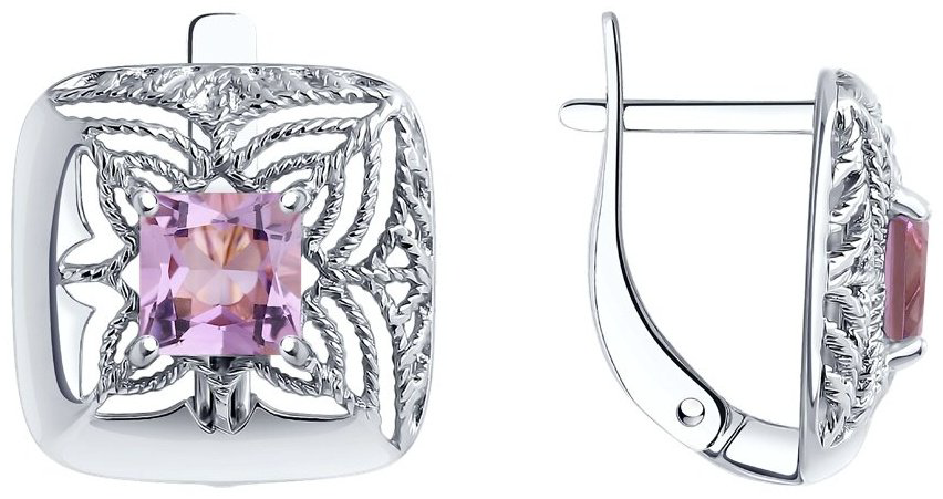 Серьги Diamant 94-320-01894-1 вес 2.91 г серебро, аметист купить,16737
