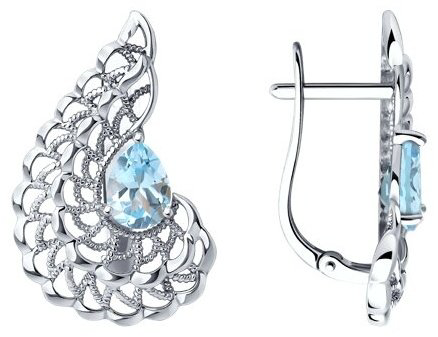 Серьги Diamant 94-320-01895-1 вес 3.7 г серебро, топаз купить,19366