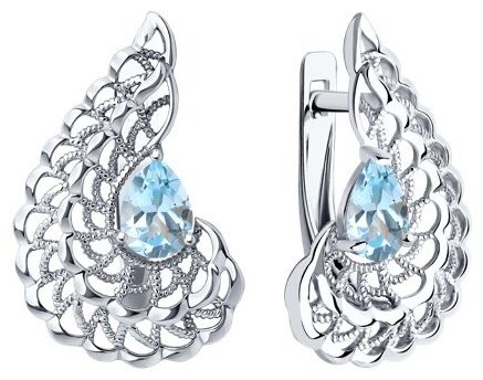 Серьги Diamant 94-320-01895-1 вес 3.7 г серебро, топаз купить,19366