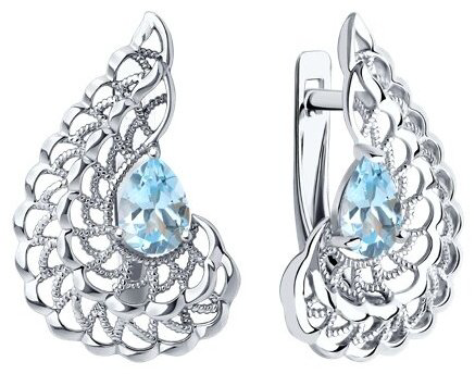 Серьги Diamant 94-320-01895-1 вес 3.7 г серебро, топаз купить,19366