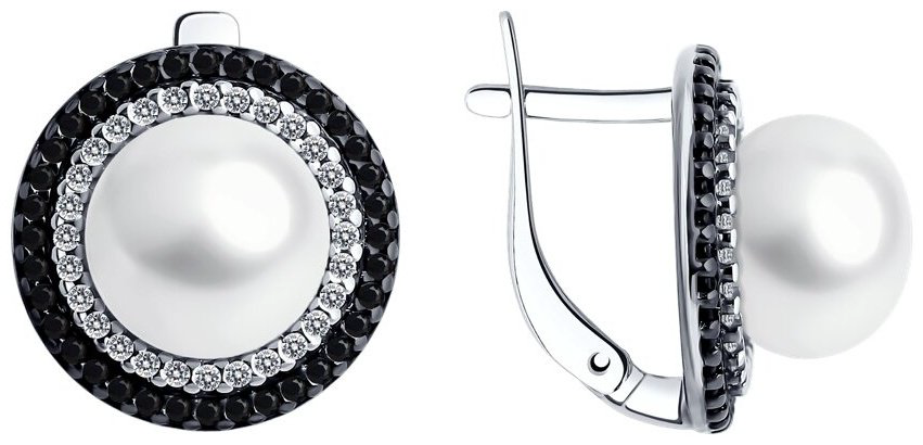 Серьги Diamant 94-320-01918-1 вес 5.66 г серебро, жемчуг купить,42535