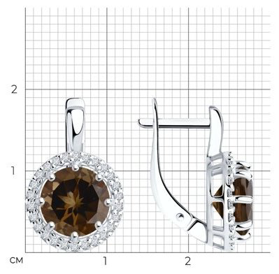 Серьги Diamant 94-320-02052-4 вес 3.68 г серебро, раухтопаз купить,22996