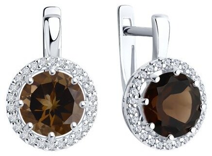 Серьги Diamant 94-320-02052-4 вес 3.68 г серебро, раухтопаз купить,22996