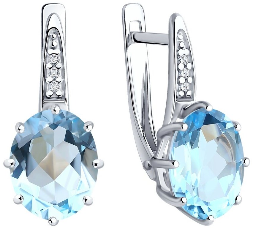 Серьги Diamant 94-320-02054-1 вес 3.62 г серебро, топаз купить,33560