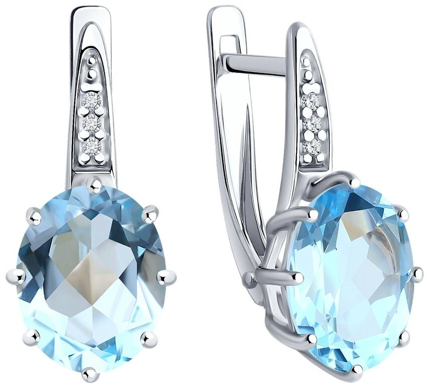 Серьги Diamant 94-320-02054-1 вес 3.62 г серебро, топаз купить,33560
