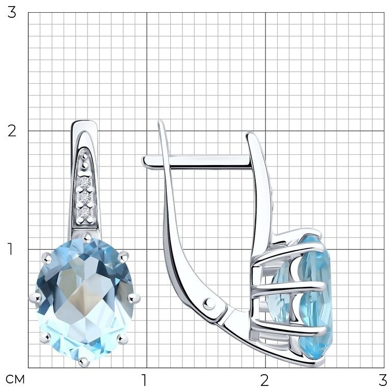 Серьги Diamant 94-320-02054-1 вес 3.62 г серебро, топаз купить,33560