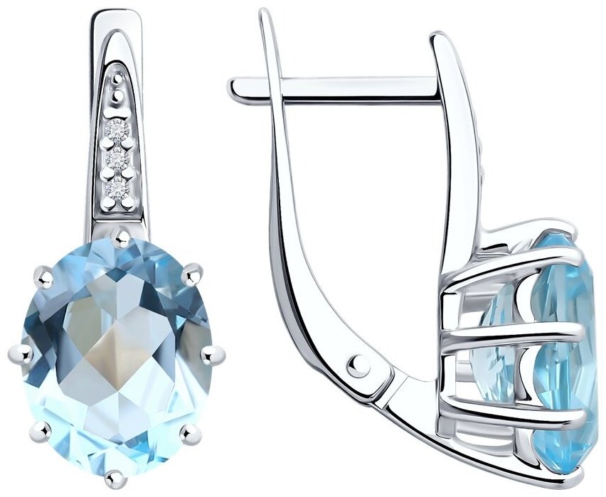 Серьги Diamant 94-320-02054-1 вес 3.62 г серебро, топаз купить,33560