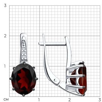 Серьги Diamant 94-320-02054-2 вес 3.67 г серебро, гранат купить,66690